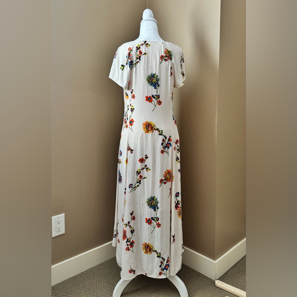 Free People White Floral Button-Front Midi Rayon Dress - Picture 2 of 13